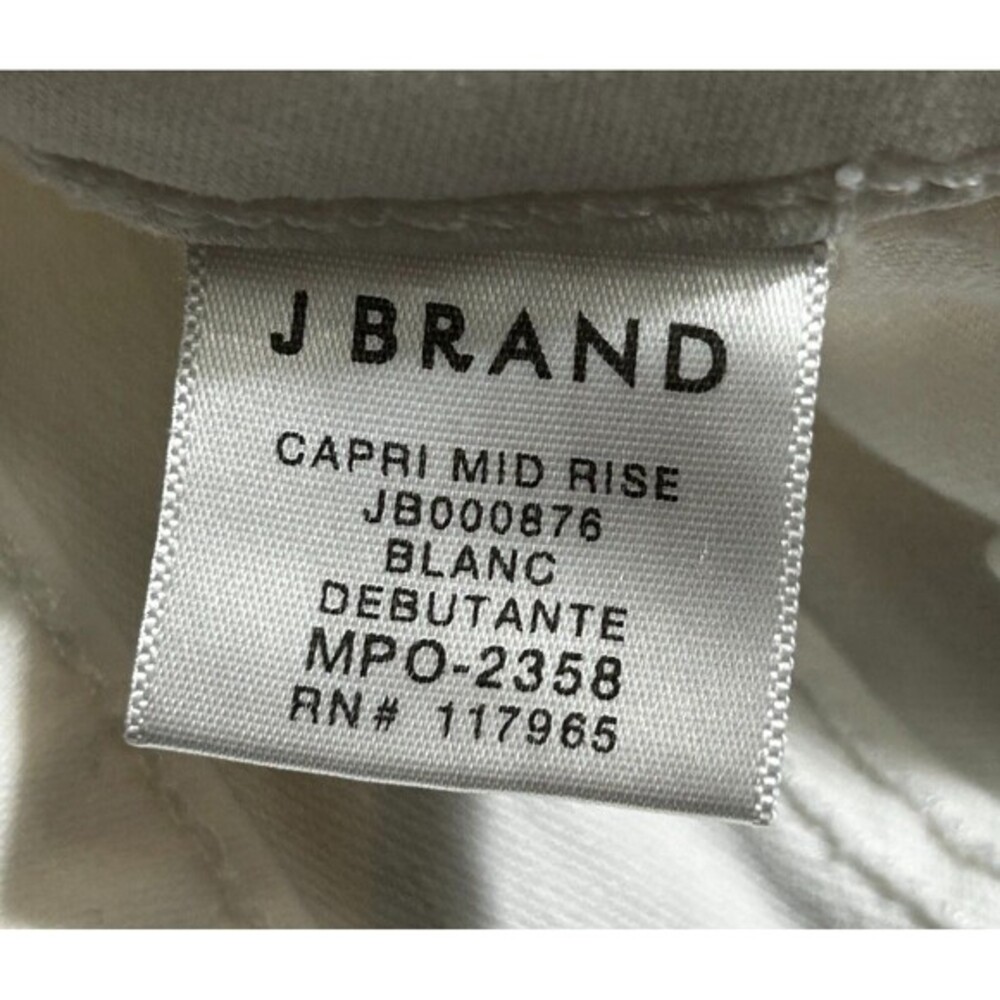J Brand Jeans Womens 27 White Denim Capri Mid Rise Straight Stretch Frayed Hem - Picture 6 of 9